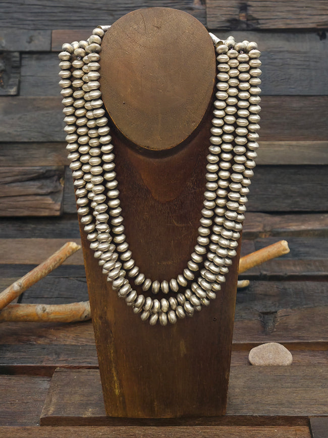Four Strand Sterling Silver Bead Graduated Length Necklace - 17 in.