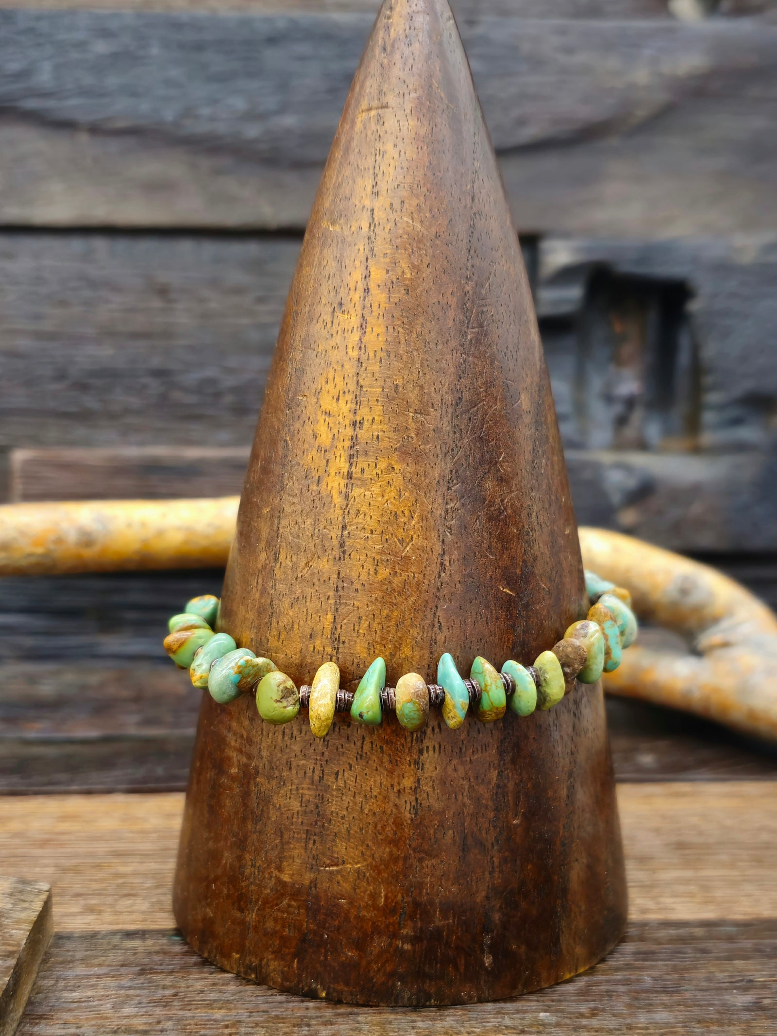 Green Turquoise Small Nugget Bracelet by Coretta Coriz