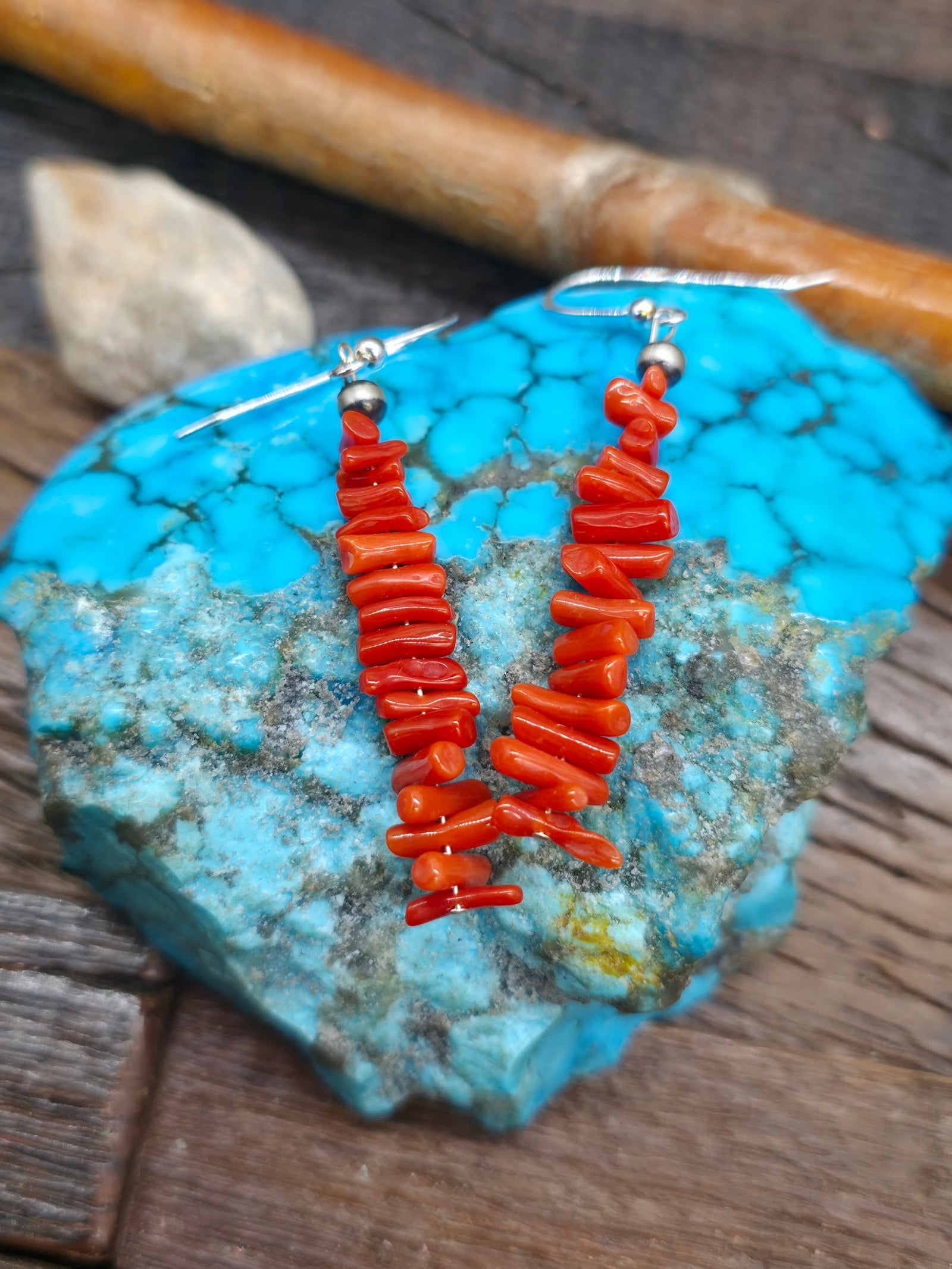 Medium Sterling Silver Mini Branch Coral Earrings - 2 1/2 in.