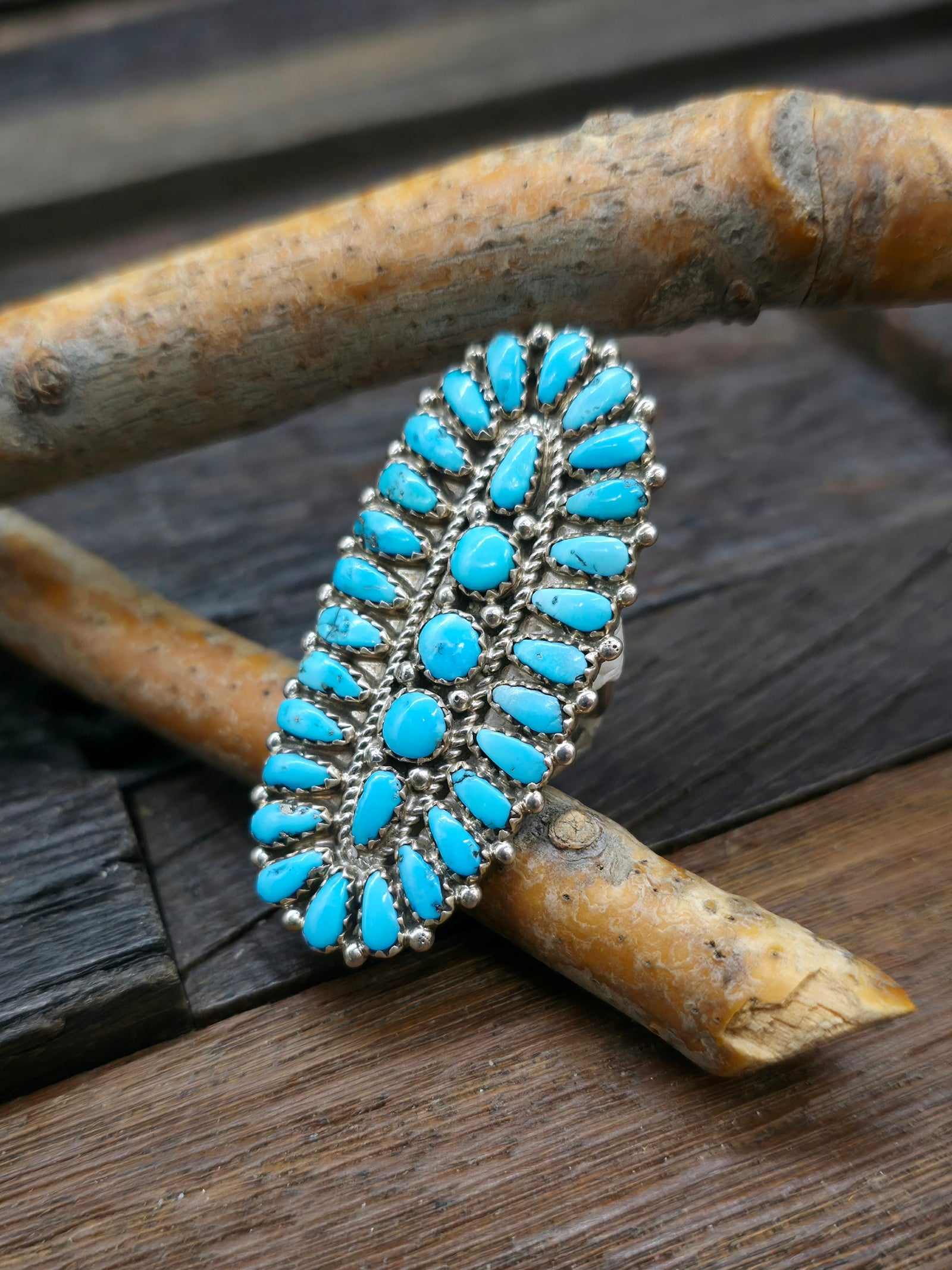 Sleeping Beauty Turquoise Cluster Ring by Sarphina Wilson - Size 7