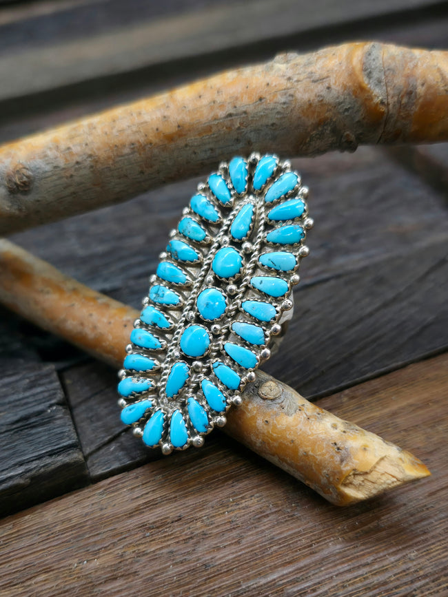Sleeping Beauty Turquoise Cluster Ring by Sarphina Wilson - Size 7