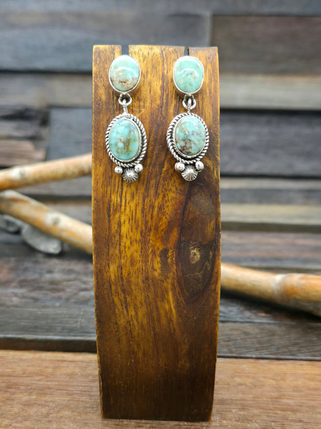 Two Stone Dry Creek Turquoise Post Earrings by Rosella Paxton