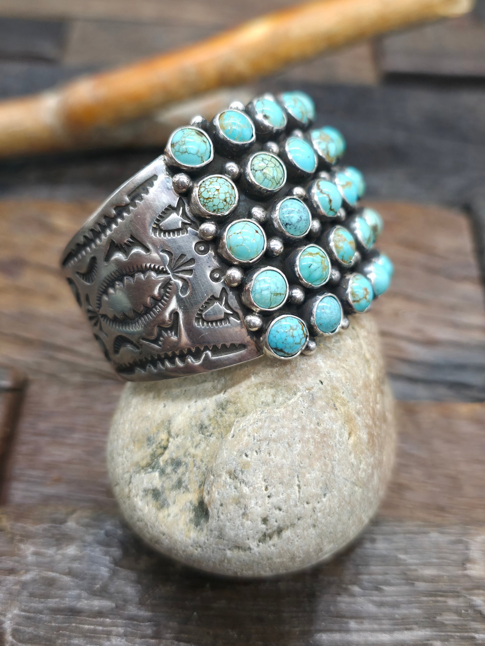 Sterling Silver Mixed Turquoise Row Cuff by Happy Piasso - 6 1/2 in. with Gap