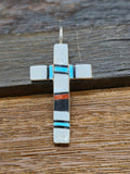 Zuni Multistone Inlay Cross Pendant by Bobby Sanchez - 2 by 1 in.