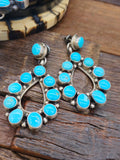 Sterling Silver Kingman Turquoise Cluster Necklace and Earring Set by Shelia Becenti - 30 in.