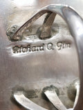 Large White Buffalo Sterling Silver Santa Fe Cross Statement Ring by Richard Jim - Size 9 1/2
