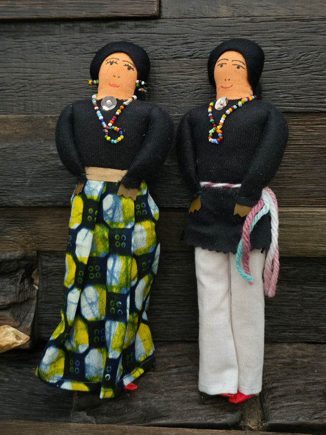Handmade Cloth Doll Male and Female Set - Black Shirts