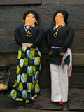 Handmade Cloth Doll Male and Female Set - Black Shirts