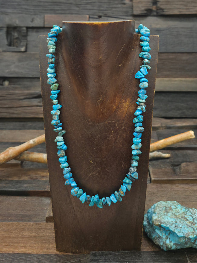 Blue Turquoise Small Nugget Necklace - 22 in.