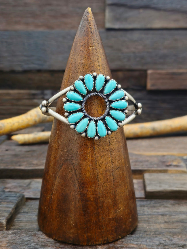Circular Turquoise Cluster Bracelet by Harrison Bitsue