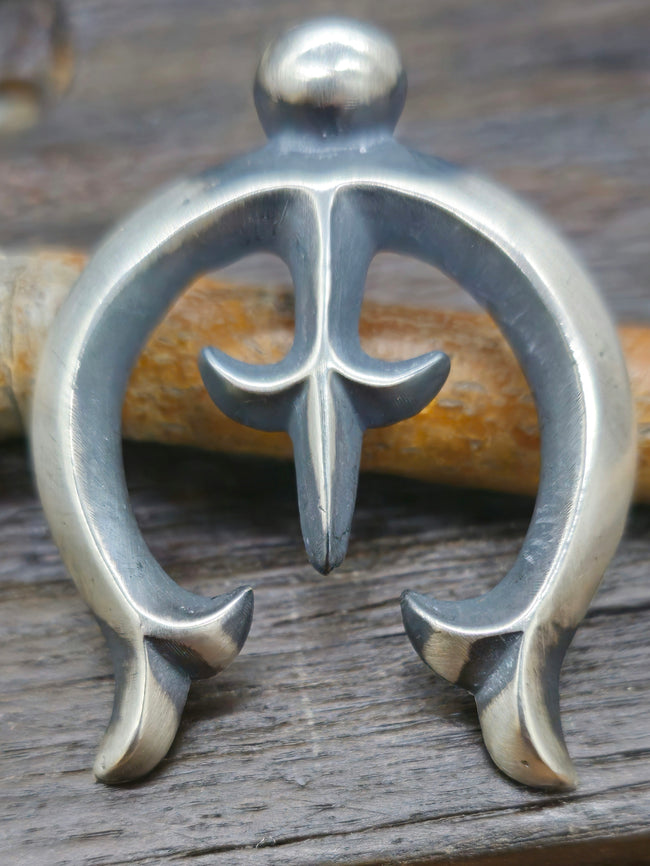 Oxidized Sterling Silver Naja Pendant by Harrison Bitsue
