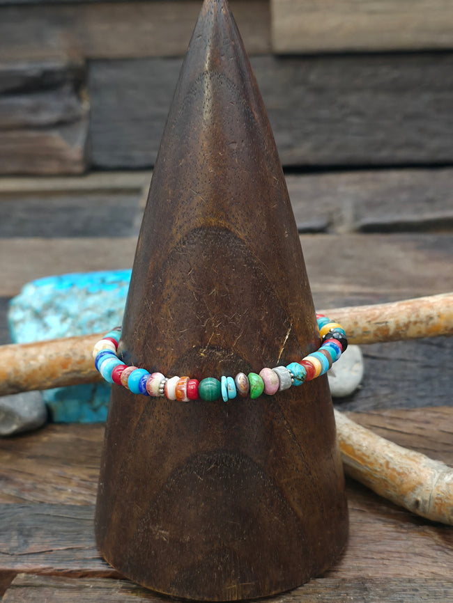 Spiny, Turquoise, Malachite Multistone Bracelet - 7 1/2 in.