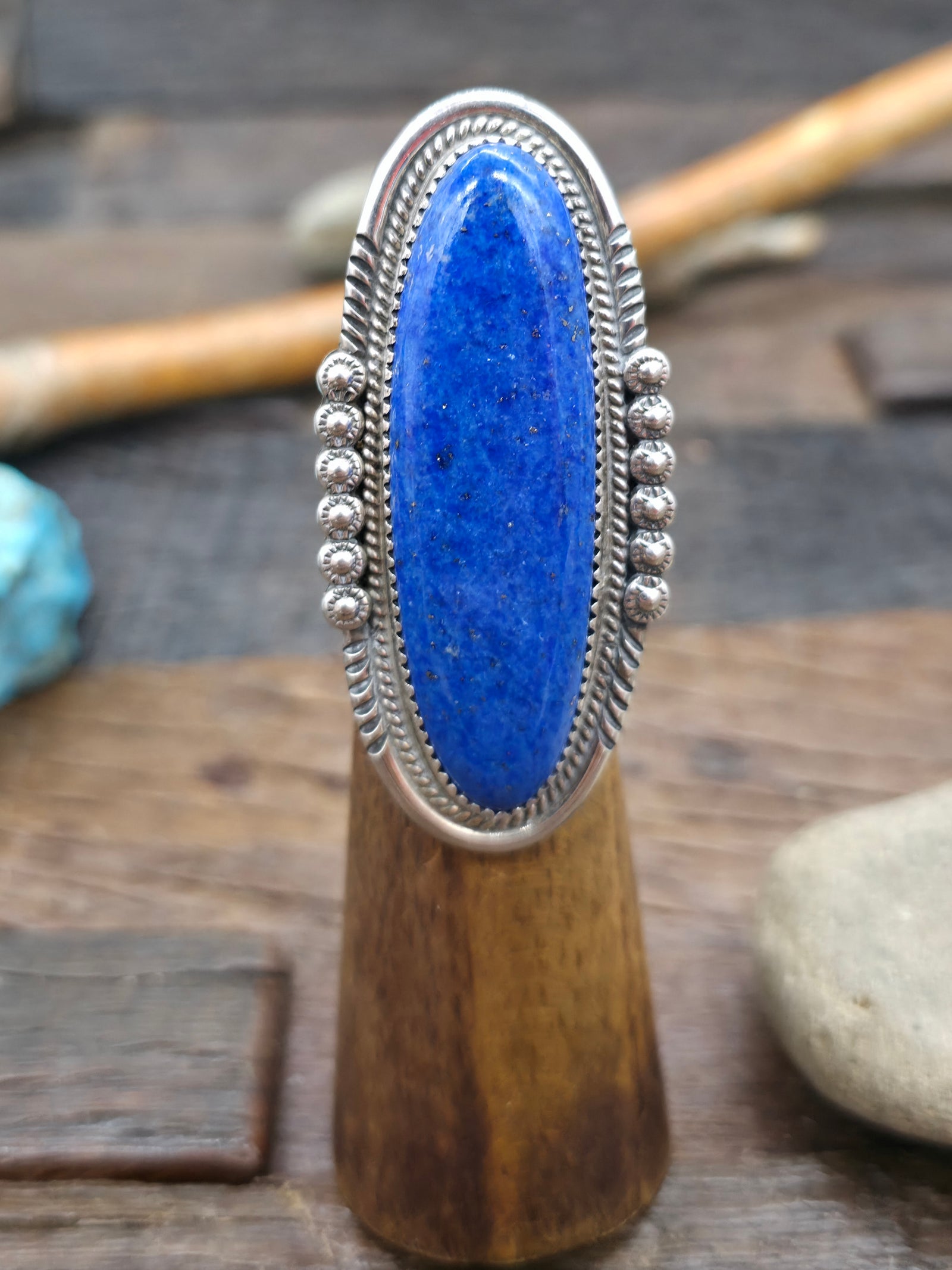 Lapis Sterling Silver Ring by Philip Yazzie - Size 7