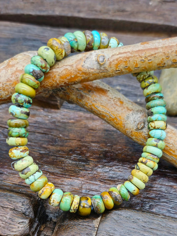 Single Twist Copper Bracelet with Turquoise by Yolanda Skeets 6 1/2 in