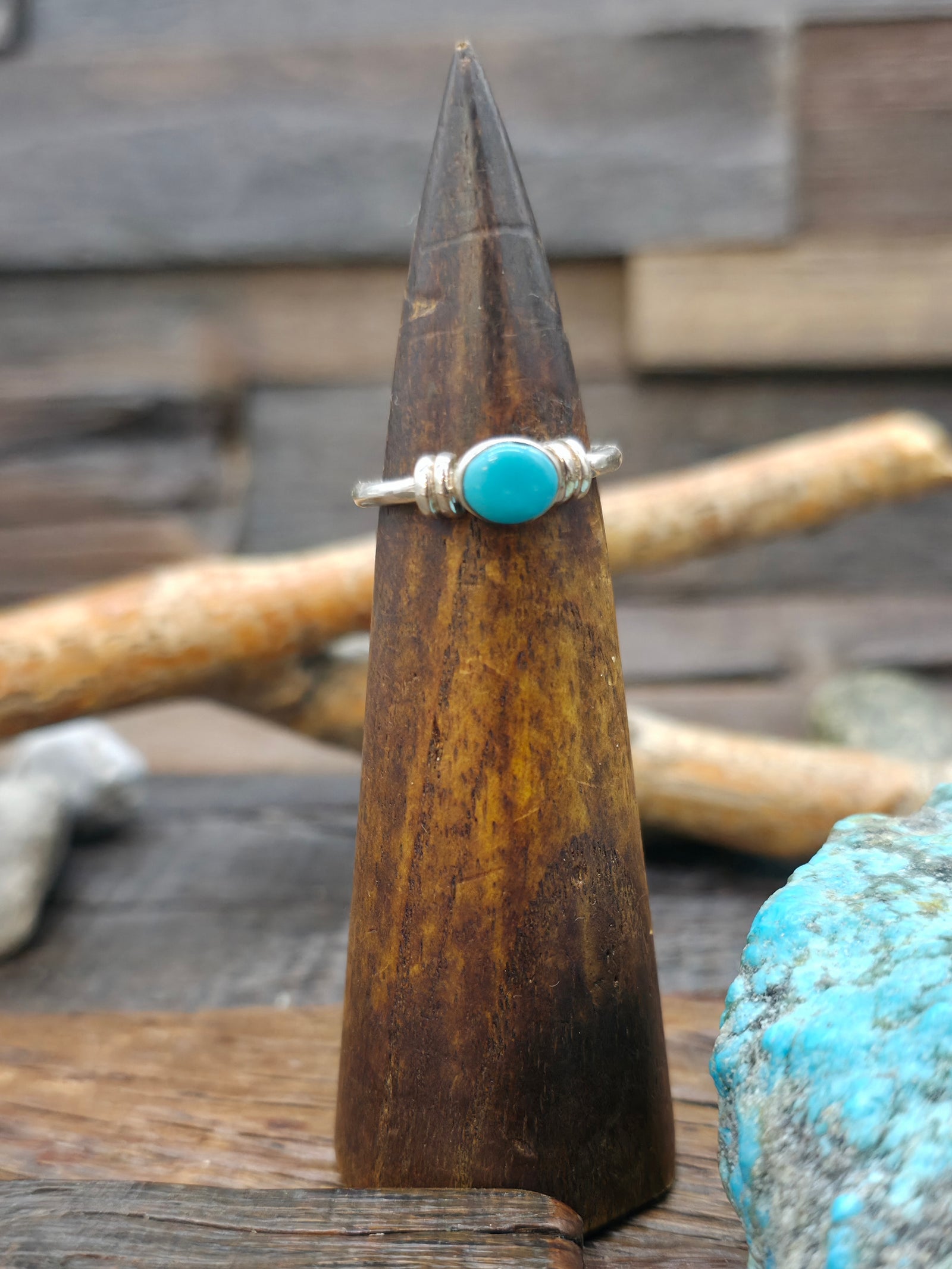 Sterling Silver Sleeping Beauty Turquoise Oval Ring