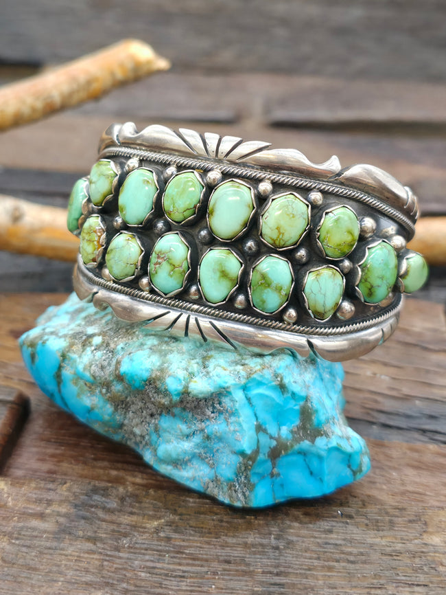 Sterling Silver Sonoran Turquoise Cuff Bracelet by Mark Yazzie - 7 in. with Gap