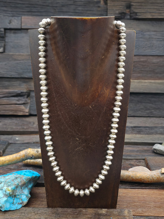 High Shine Sterling Silver Saucer Bead Necklace - 22 in. 10 mm Bead