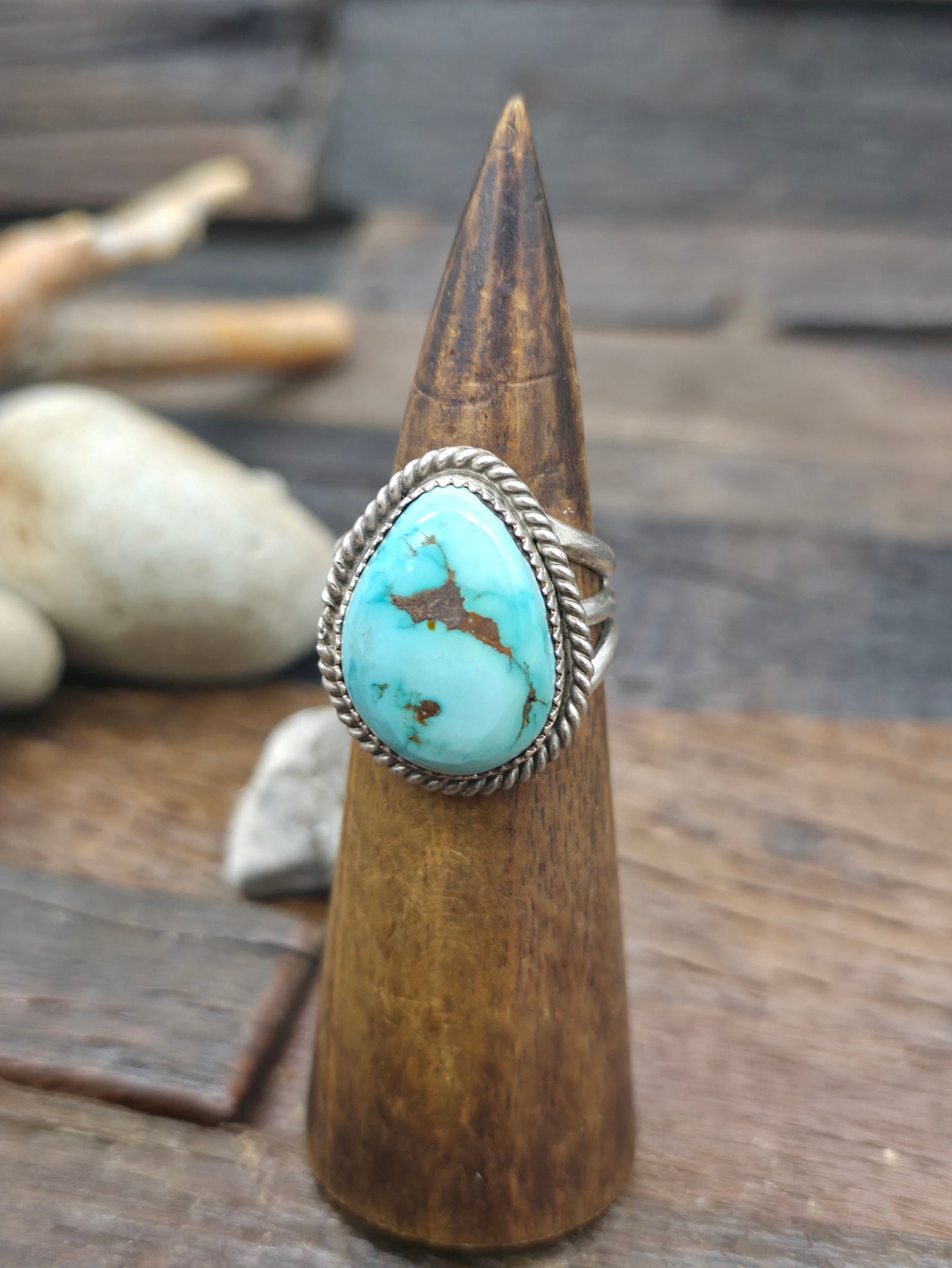 Sterling Silver Turquoise Ring by Benny Benally - Size 11