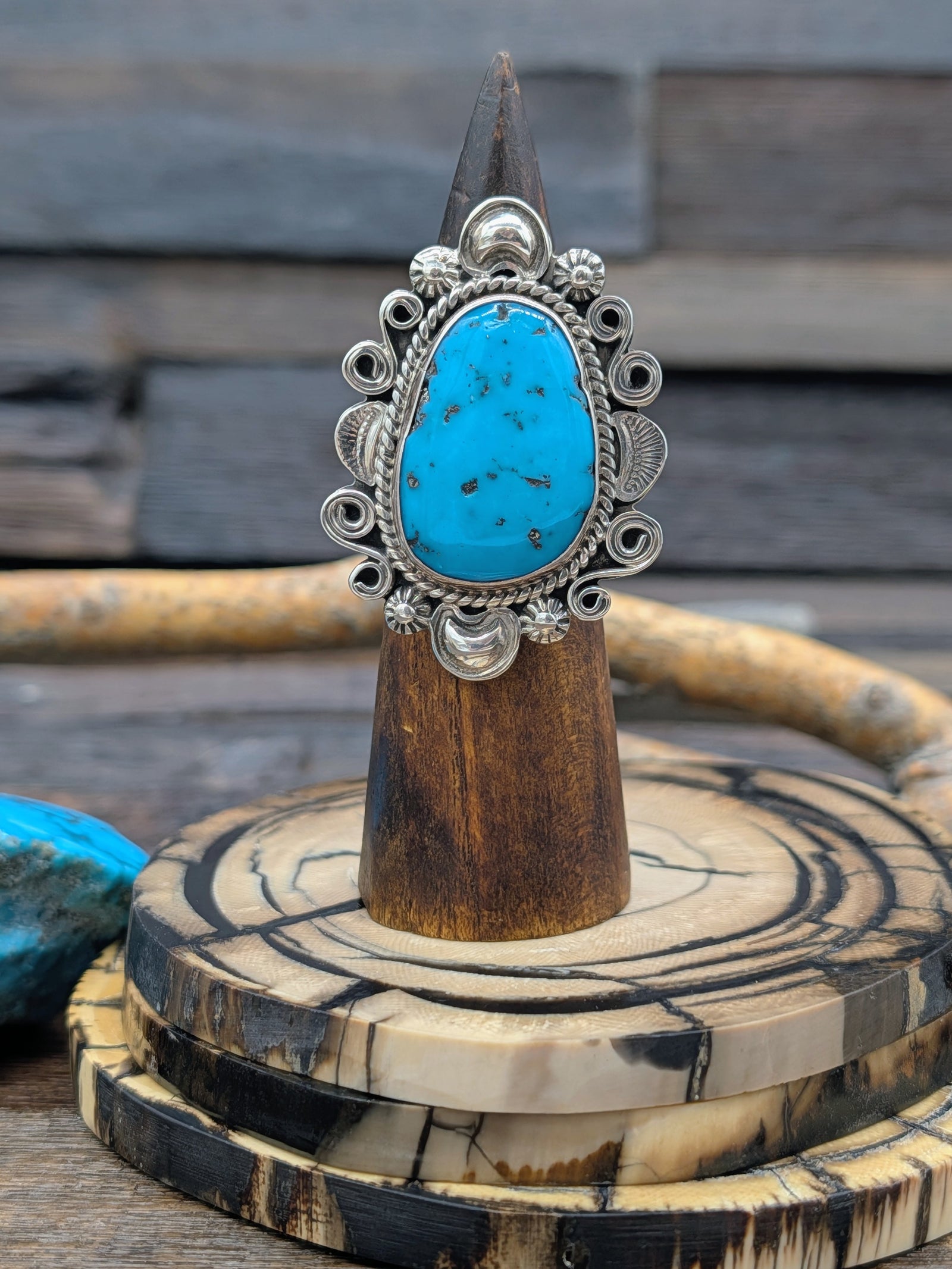 Sterling Silver and Turquoise Statement Ring by Jeff Largo - Size 10 1/2