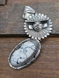 Sterling Silver and White Buffalo Kachina Pendant by F. Charley