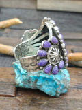 Heavyweight Sterling Silver Charoite Cluster Bracelet by Tyler Brown - 6 1/4 in. with Gap
