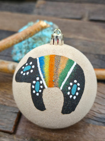 Large Sand Painting Christmas Ornament Bauble by Bingo Smith - Kokopelli