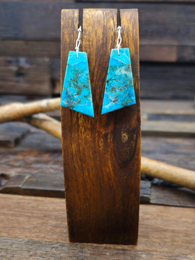 Blue Turquoise Slab Earrings by Robert Coriz
