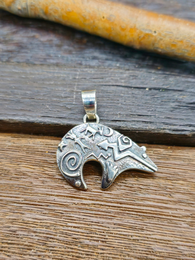 Sterling Silver Petroglyph Bear Pendant