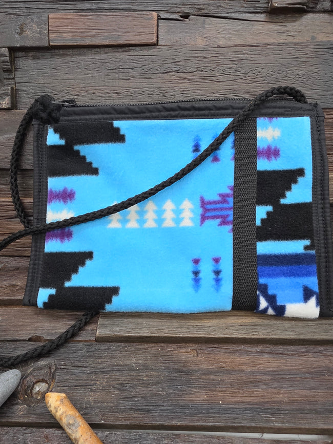 Handmade Blanket Crossbody Skyblue and Blue Purse by Kathryn Bochinclonny