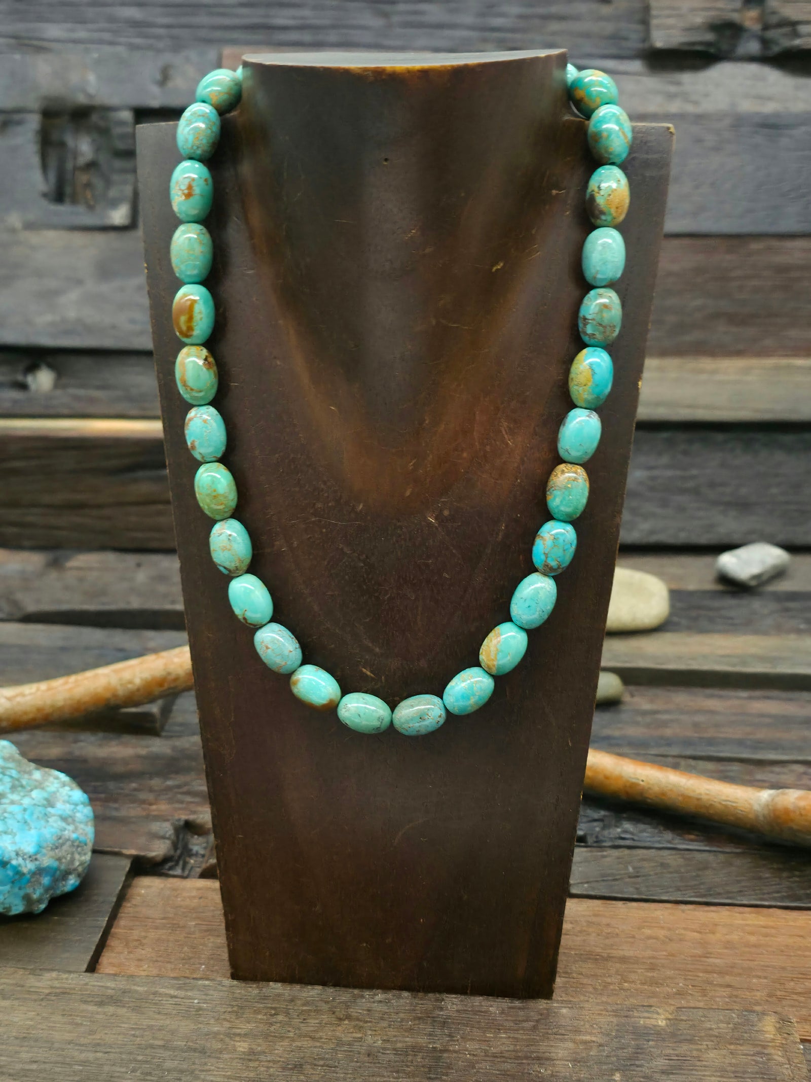 Sky Horse Turquoise Barrel Bead Necklace - 18 in.