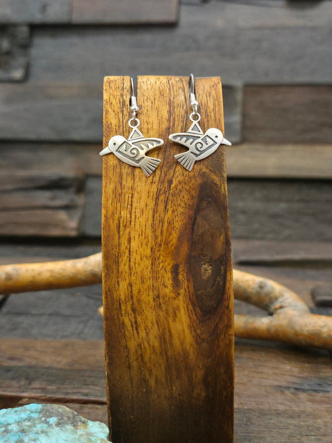Sterling Silver Hummingbird Earrings by Robert Gene - 1 1/2 in. by 1 in.