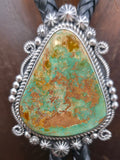 Sterling Silver Green Turquoise Bolo Tie by Rosella Paxton