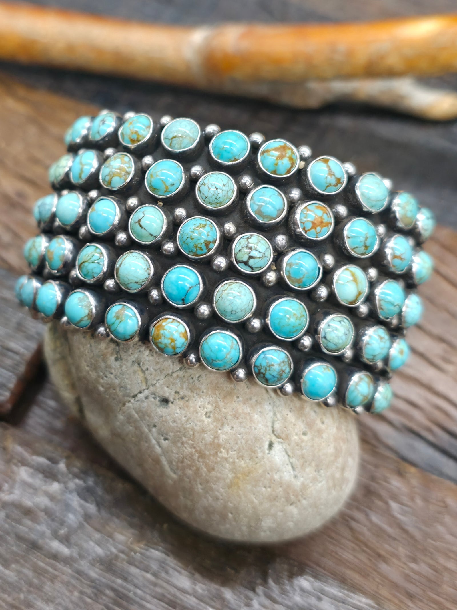 Sterling Silver Mixed Turquoise Row Cuff by Happy Piasso - 6 1/2 in. with Gap