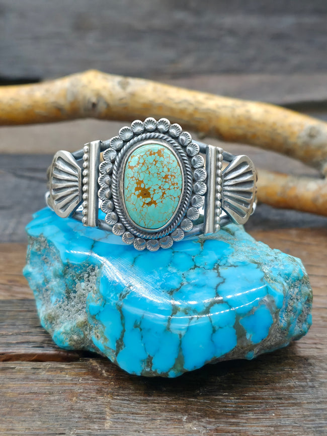 Royston Turquoise Sterling Silver Cuff by Leon Martinez - 6 in. with Gap