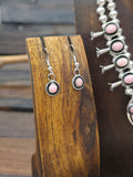 Sterling Silver Pink Conch Squash Blossom Necklace and Earring Set by Phil and Lenora Garcia - 18 in.