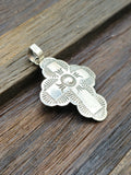Stamped High-Shine Sterling Silver Cross Pendant by Bertha Begay