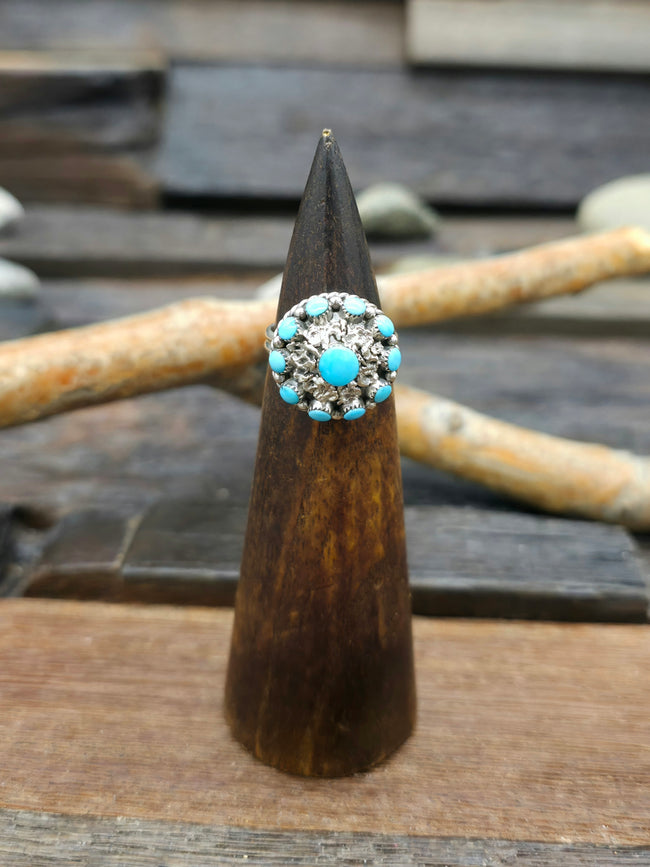 Sterling Silver Turquoise Dome Ring - Size 7.25