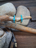 14 KT Gold Sleeping Beauty Turquoise Inlay Small Hoop Earrings