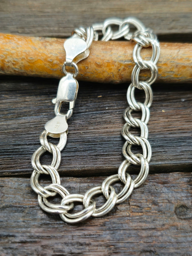 Sterling Silver Link Bracelet MADE IN ITALY NON-NATIVE MADE 8 in.