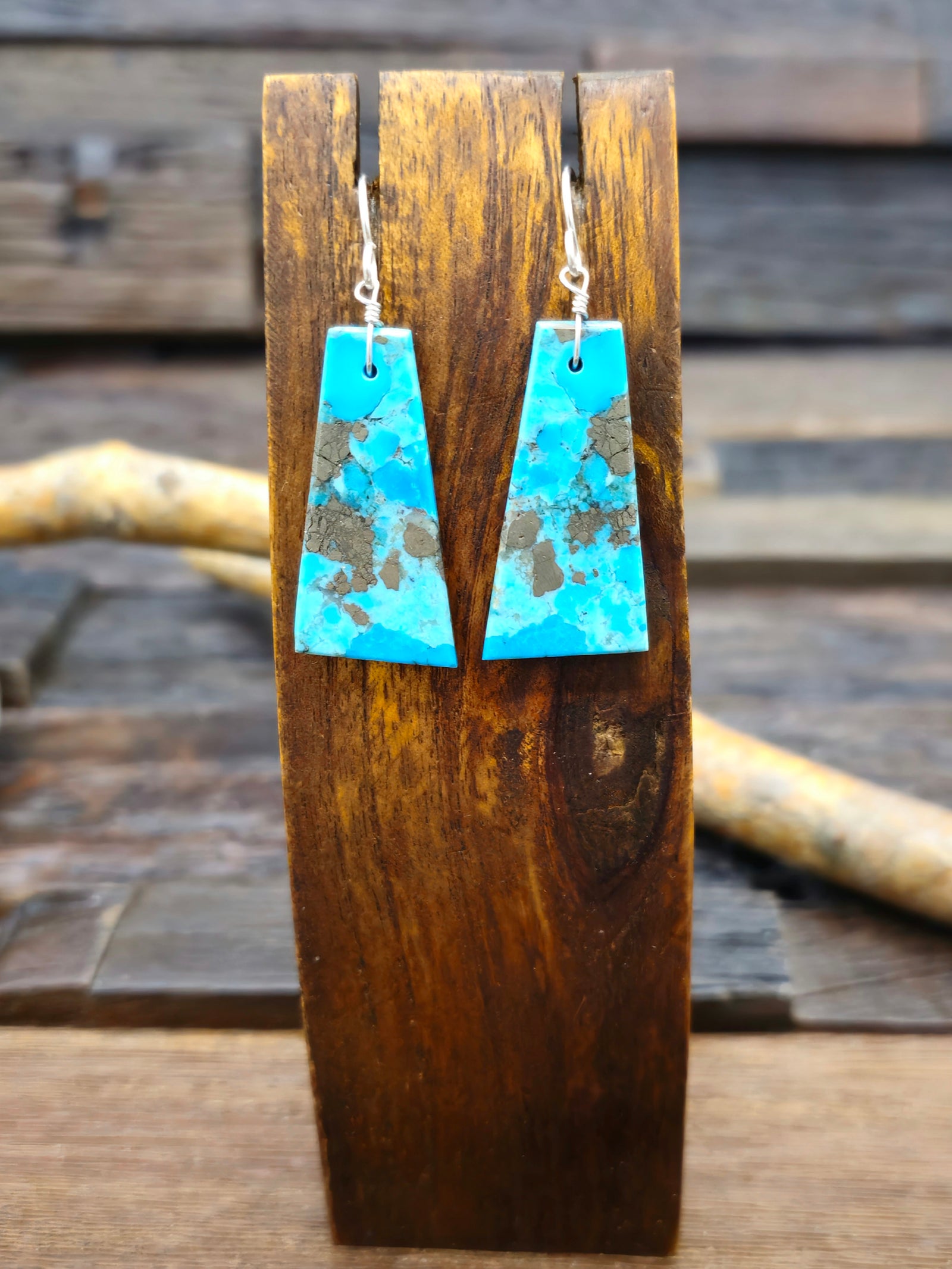 Turquoise Slab Earrings by Marcella Castillo