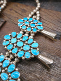 Sterling Silver Turquoise Cluster Squash Blossom Necklace by Melvin and Tiffany Jones - 26 in.