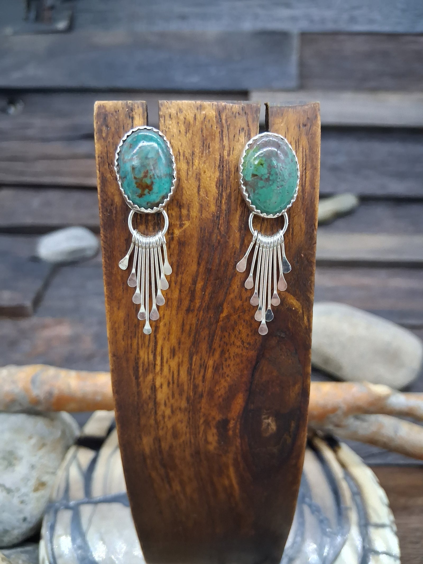Green Turquoise Post Earrings by Pearlene Spencer