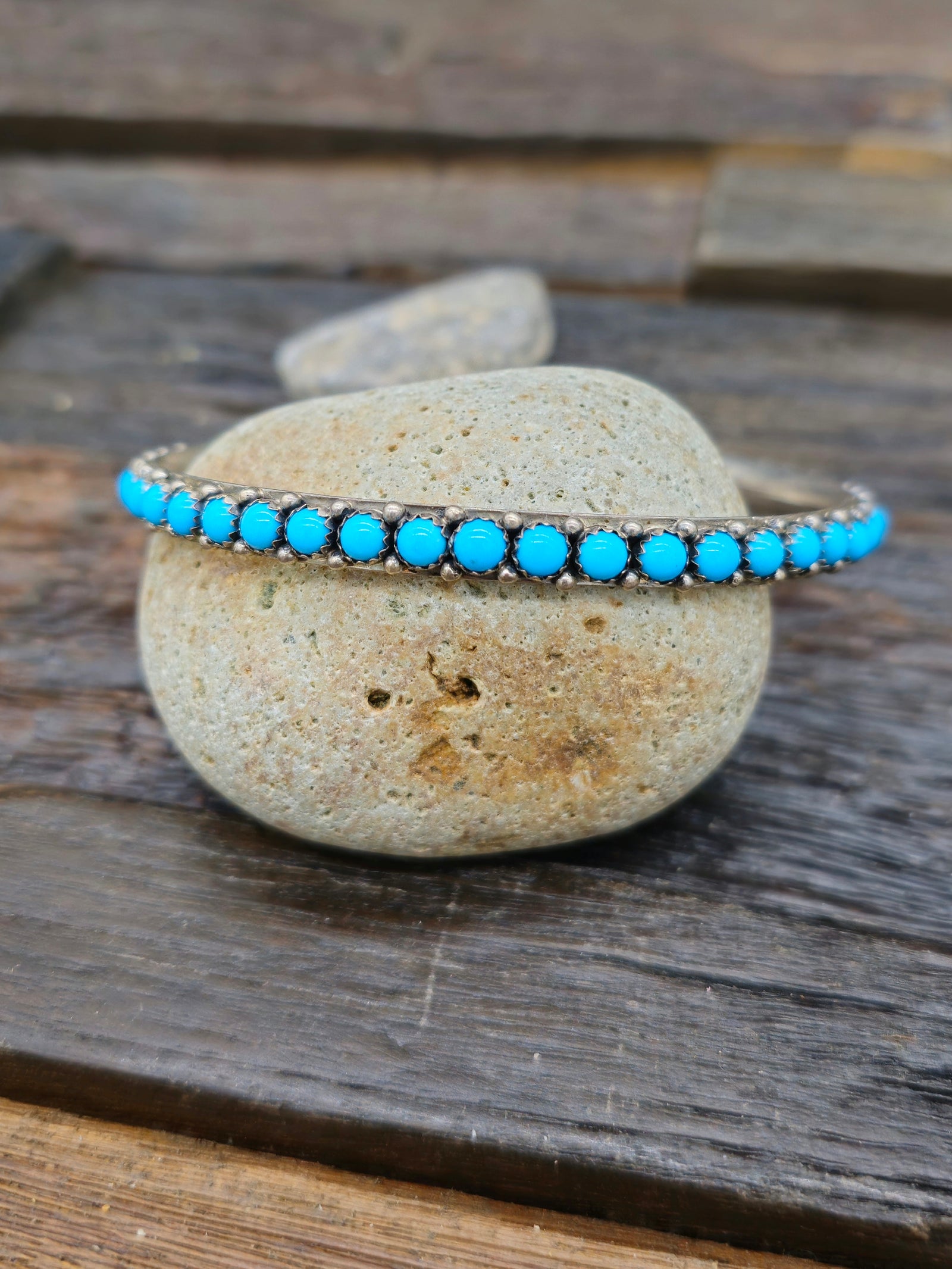 Turquoise and Sterling Silver Bangle by Mark Yazzie