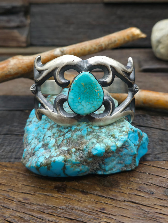 Cast Sterling Silver and Turquoise Cuff - 6 1/2 in. w/Gap