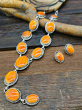 Orange Spiny Oyster Sterling Silver Lariat by Darrin Livingston - 24 in.