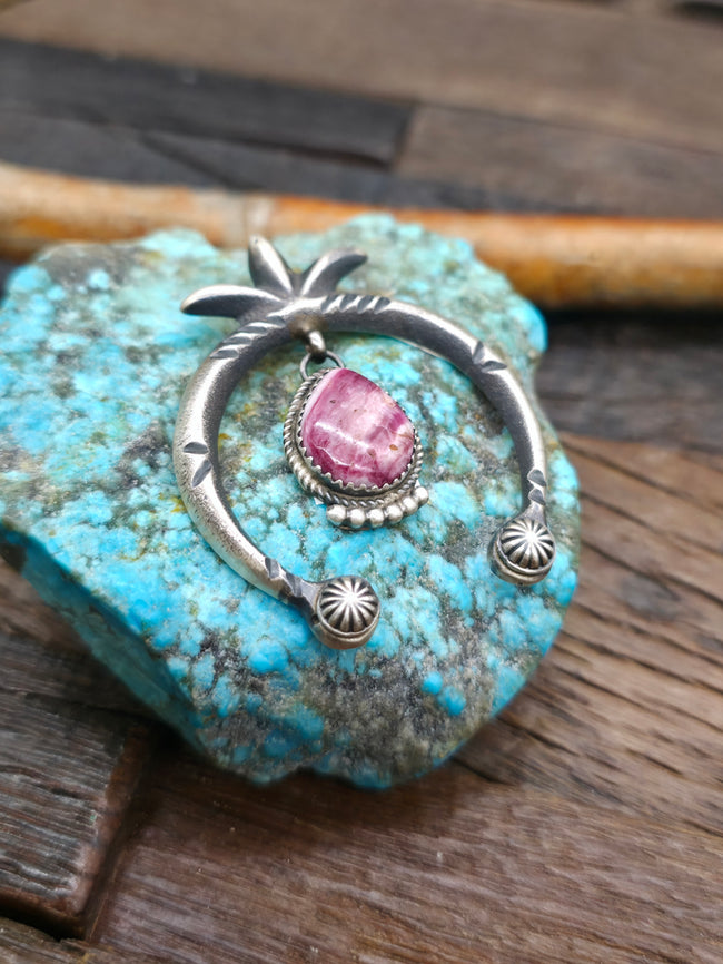 Sterling Silver and Purple Spiny Naja Pendant by Martha Cayatineto - 2 1/2 in. by 1 1/2 in.