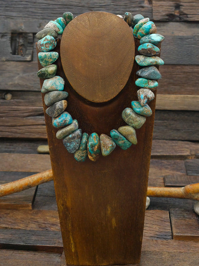 Chunky Sky Horse Turquoise Nugget Necklace - 18 in.