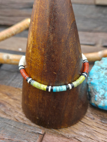 Sterling Silver, Green Turquoise, and Spiny Wrap Bracelet - Fits Most