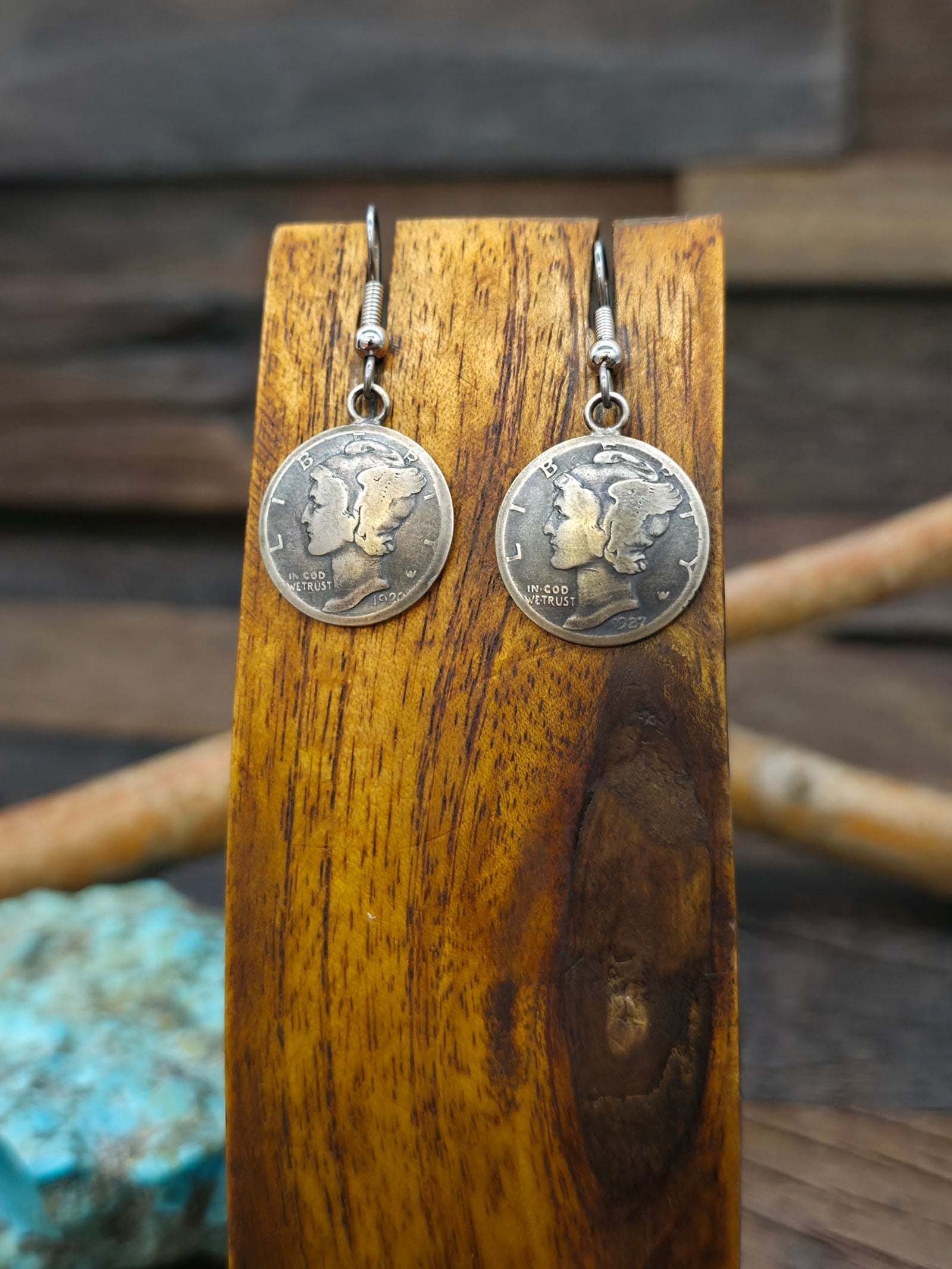 Mercury Dime Hook Earrings - 1 5/8 in. by 5/8 in.