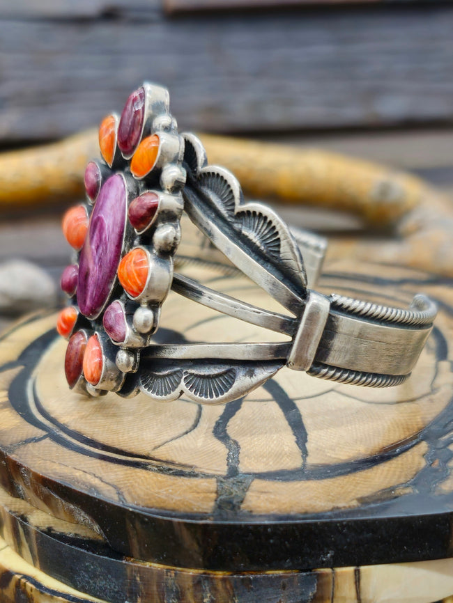 Orange and Purple Spiny Cluster Cuff  - 6 1/2 in.